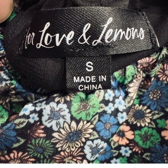 For Love & Lemons Alisa Mini Dress Puff Sleeve Sweetheart Blue Green Size Small - Picture 8 of 9